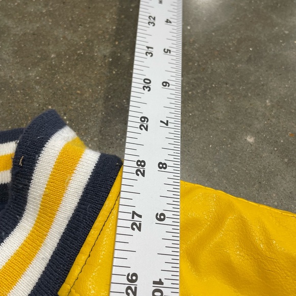 Vintage Steve & Barry’s Bomber Leather Jacket Navy Football College Men’s Sz XL - Picture 6 of 6